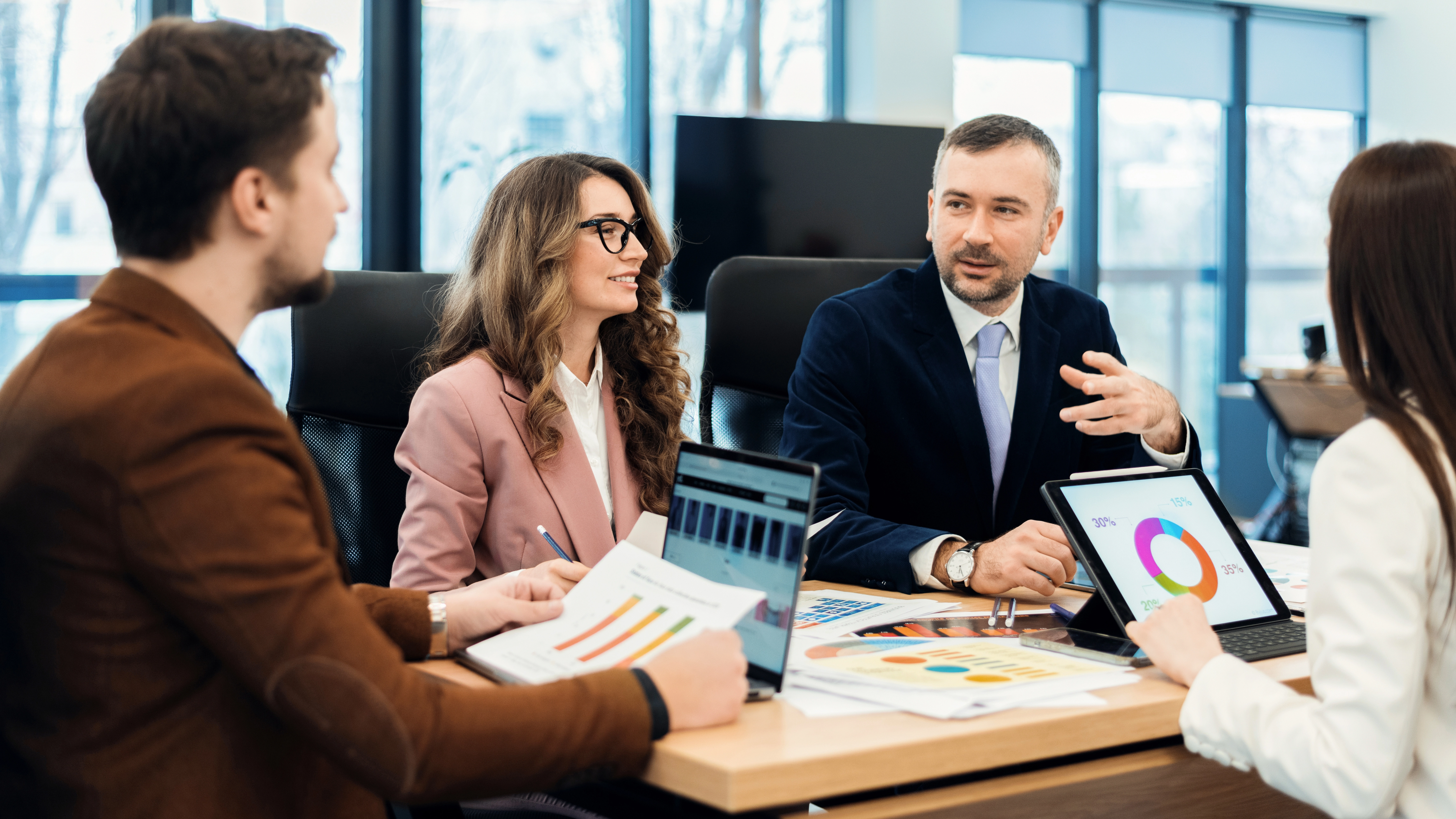 Professional services team in a review meeting